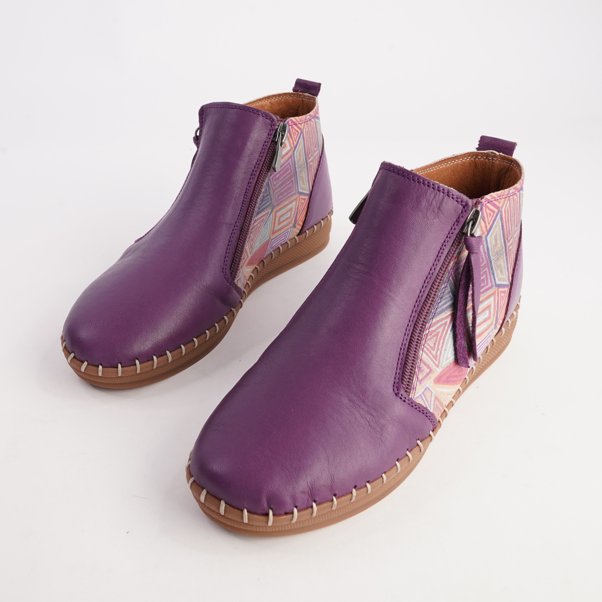 Regan Melanzana Mosaic Leather Ankle Boots - SALA | Shouz