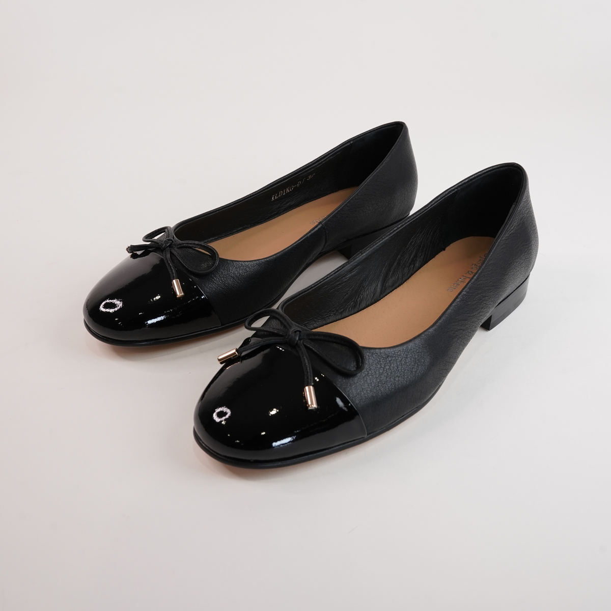 Ildiko Black Patent/ Black Leather Ballet Flats