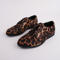 Derby Dark Camel Leopard/Black Lace Up Flats