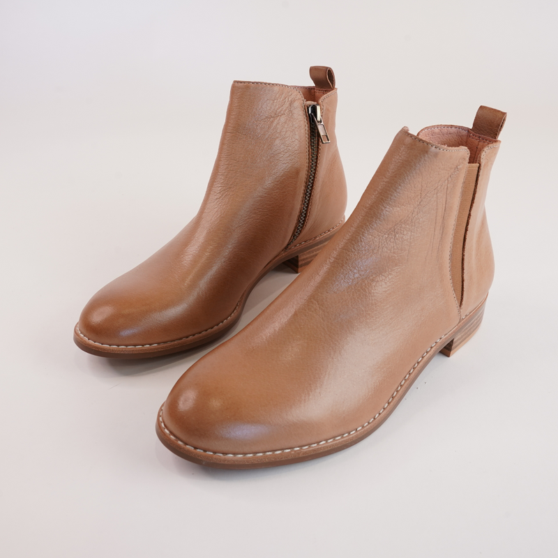 Nakta Dark Tan Leather Ankle Boots