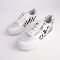 Nevyle White Multi Leather Sneakers - DJANGO AND JULIETTE | Shouz