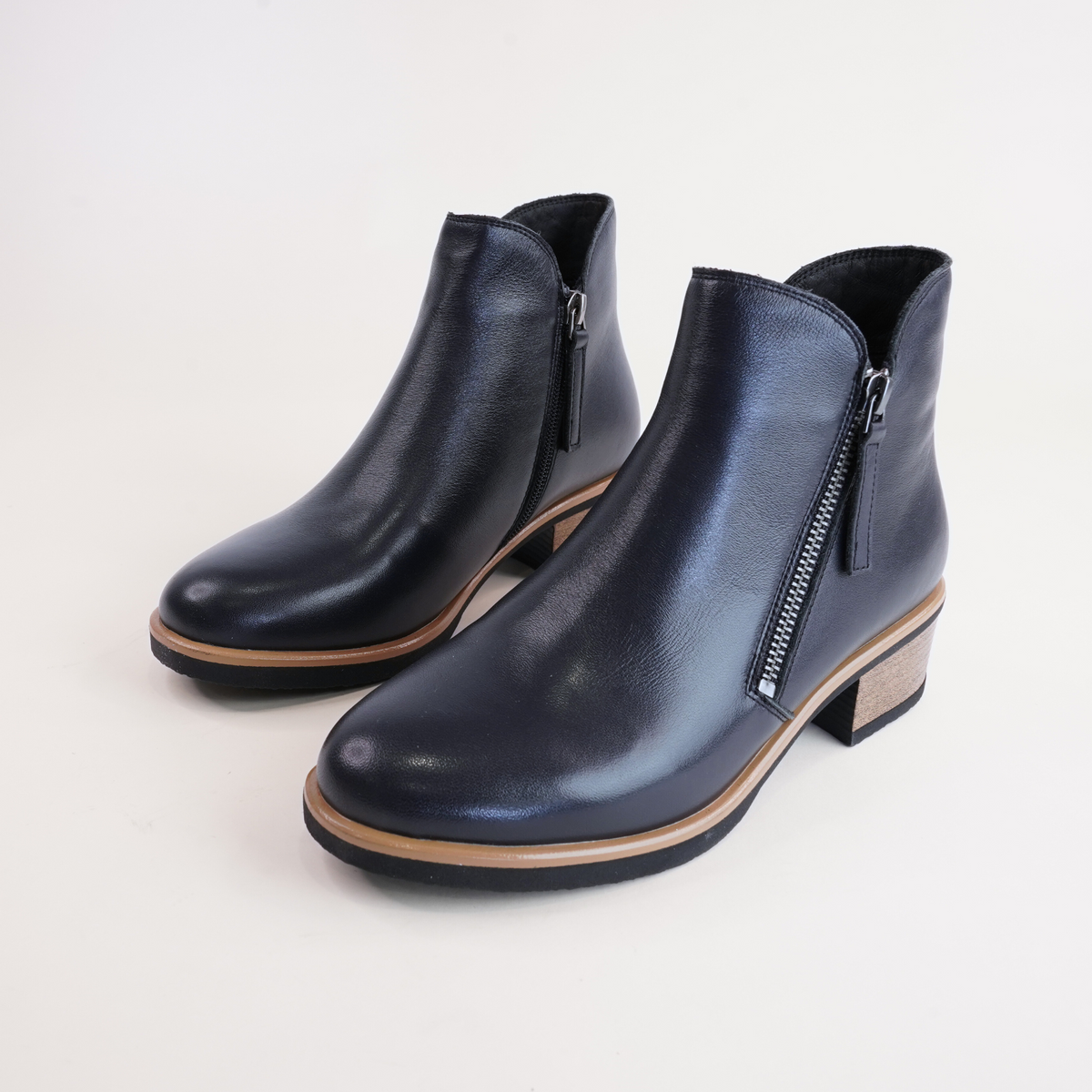 Dolomite Navy Leather Ankle Boots