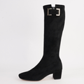 Handan Black Stretch Microsuede Knee High Boots