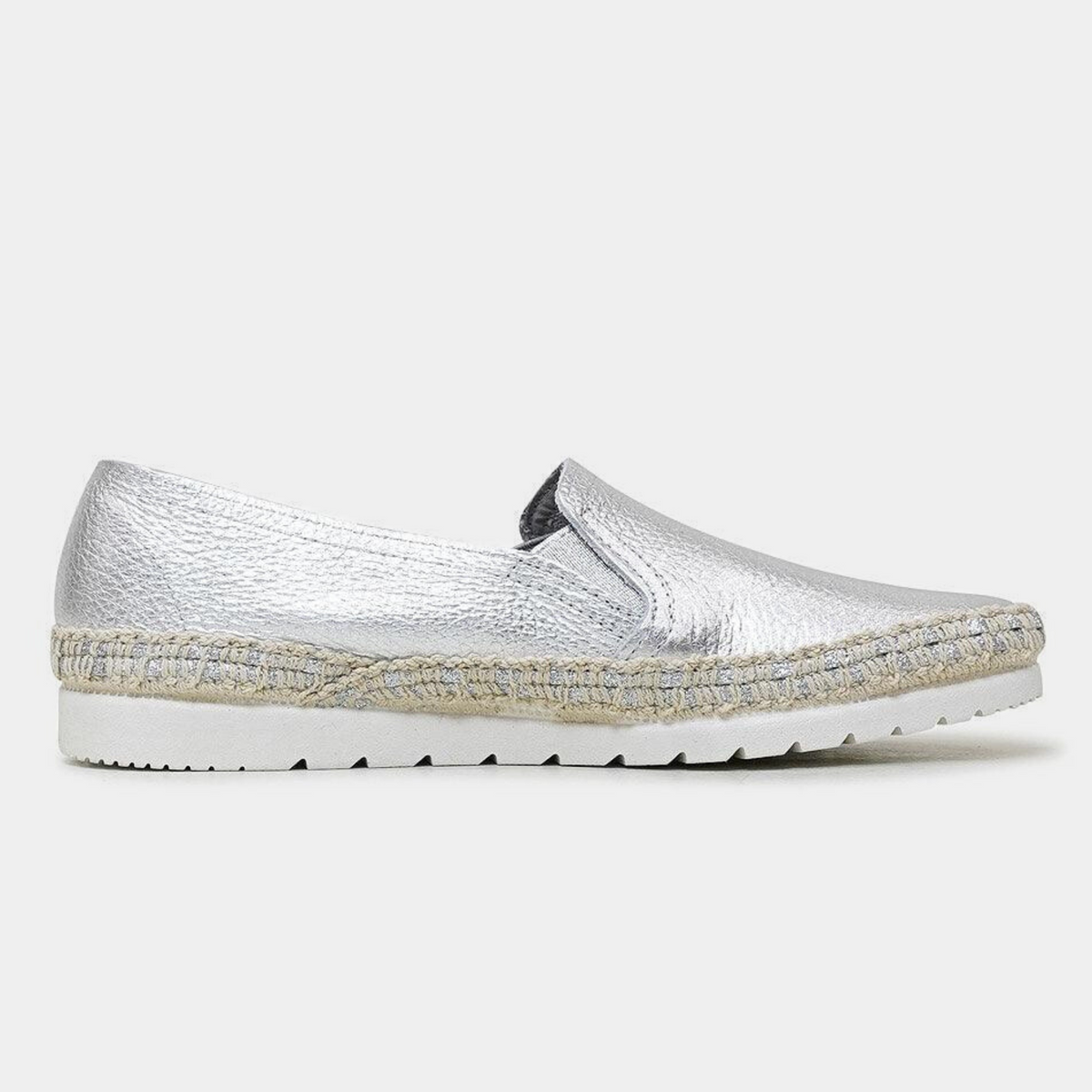 Nuria Silver Leather Espadrilles - VERBENAS | Shouz