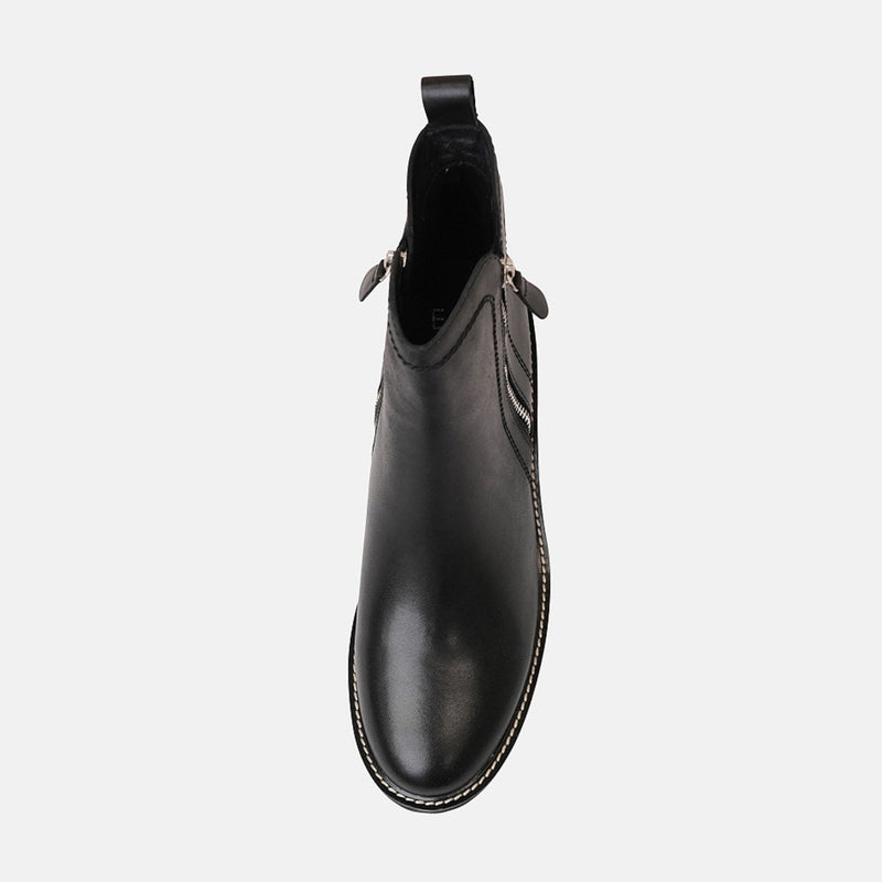 Parson Black Leather Ankle Boots