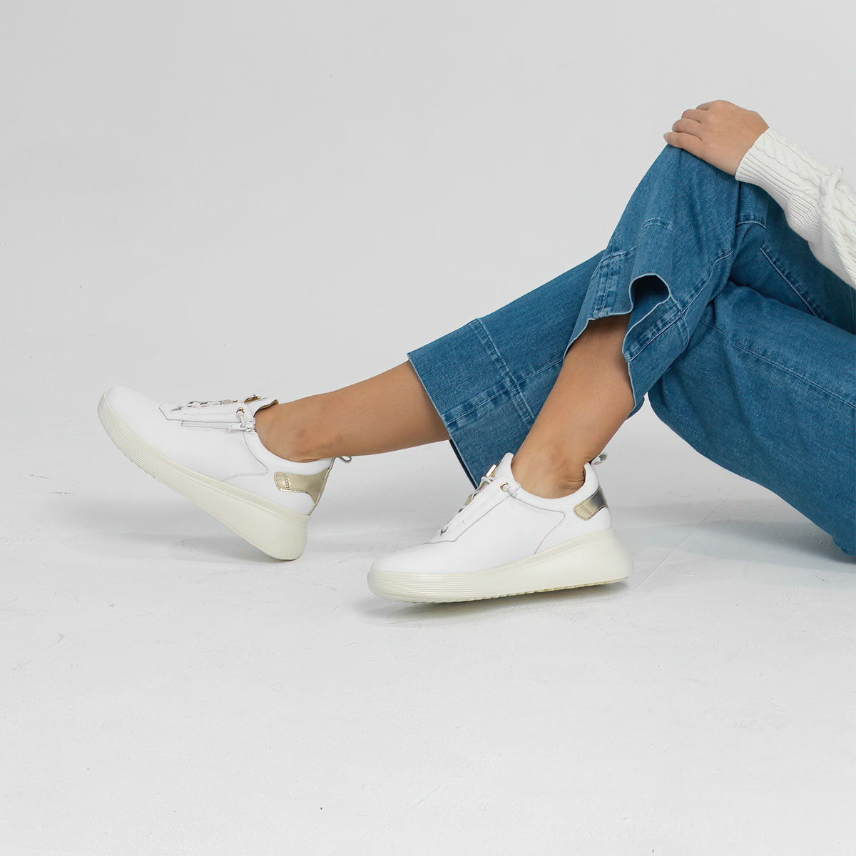 Tickler White Leather Sneakers - ALFIE AND EVIE | Shouz