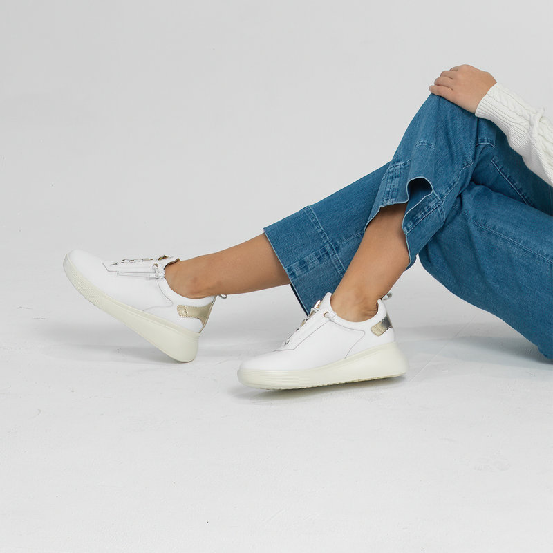 Tickler White Leather Sneakers