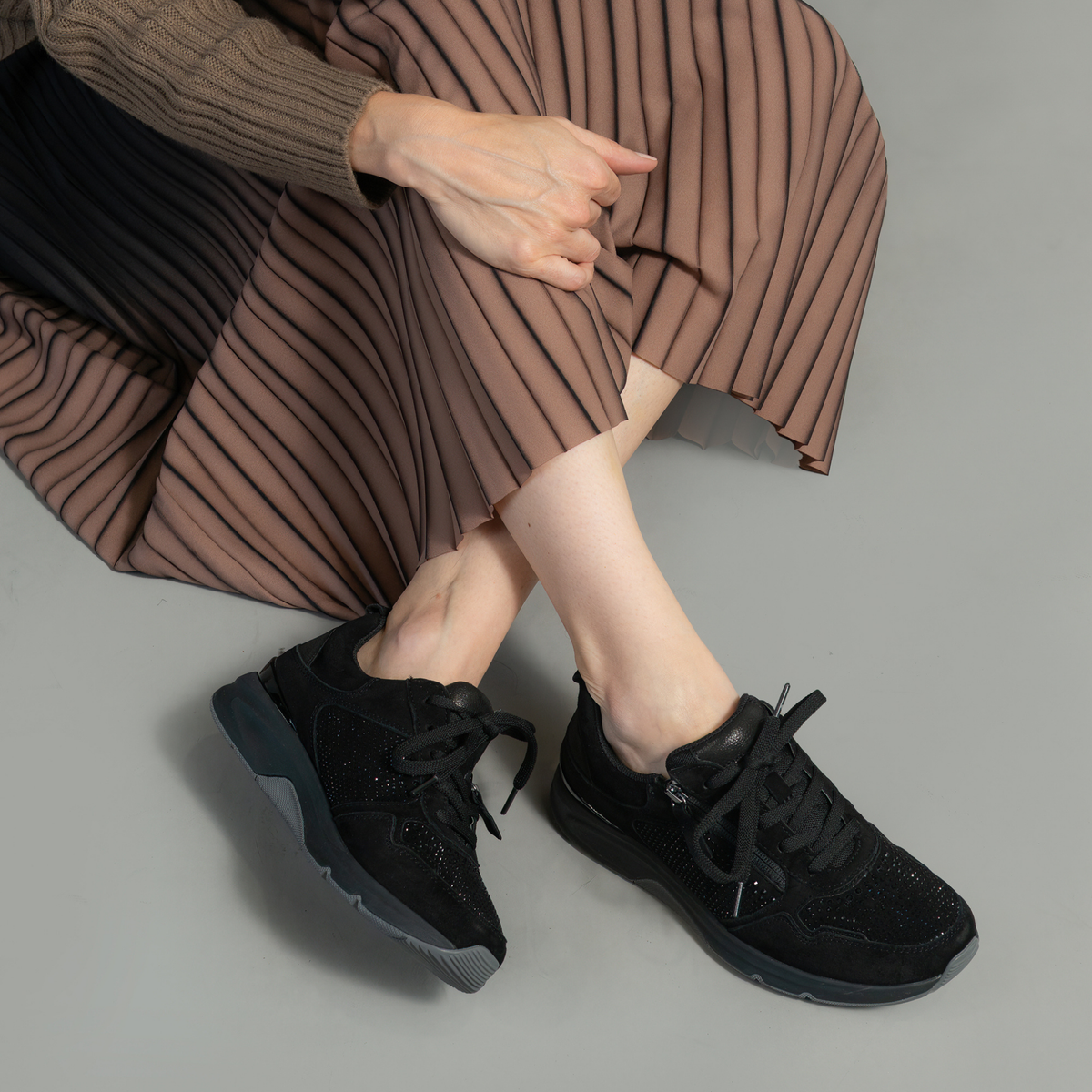 Gabby Black Suede Leather Sneakers - GABOR | Shouz
