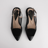 Vivienne Black Leather/ Black Mts Suede Flats