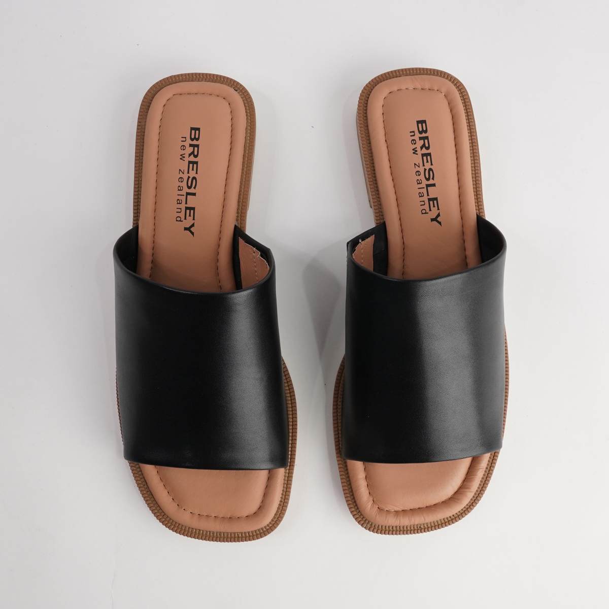 Sooty Black Leather Flats - BRESLEY | Shouz