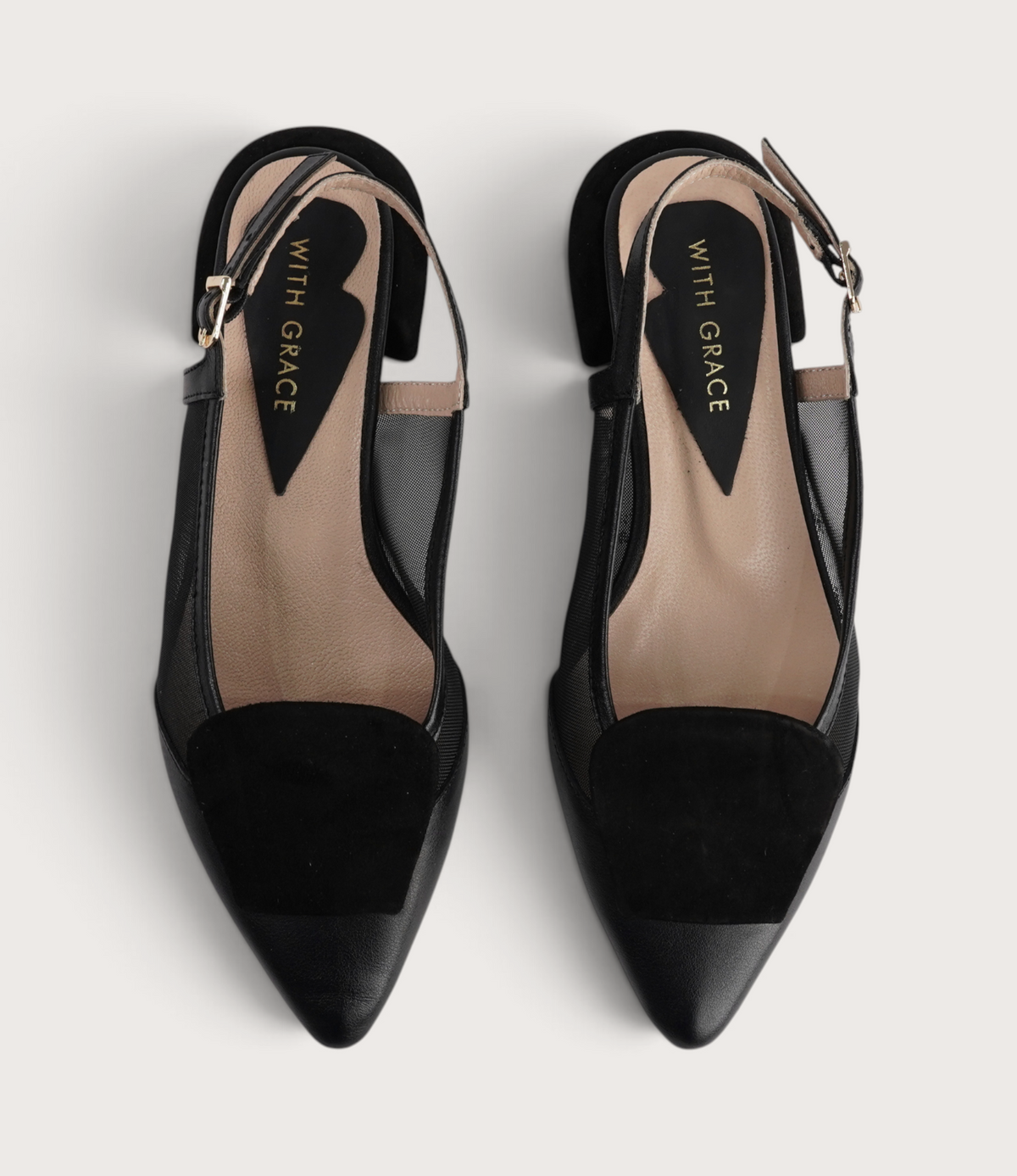 Vivienne Black Leather/ Black Mts Suede Flats