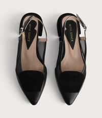 Vivienne Black Leather/ Black Mts Suede Flats