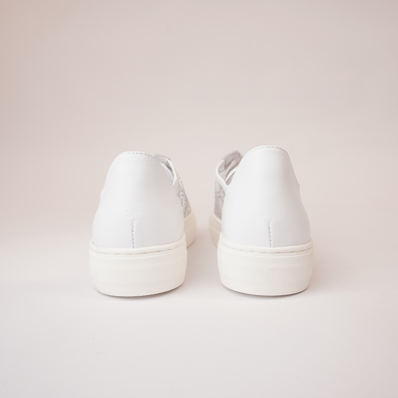 Fresno White Leather Mesh Sneakers