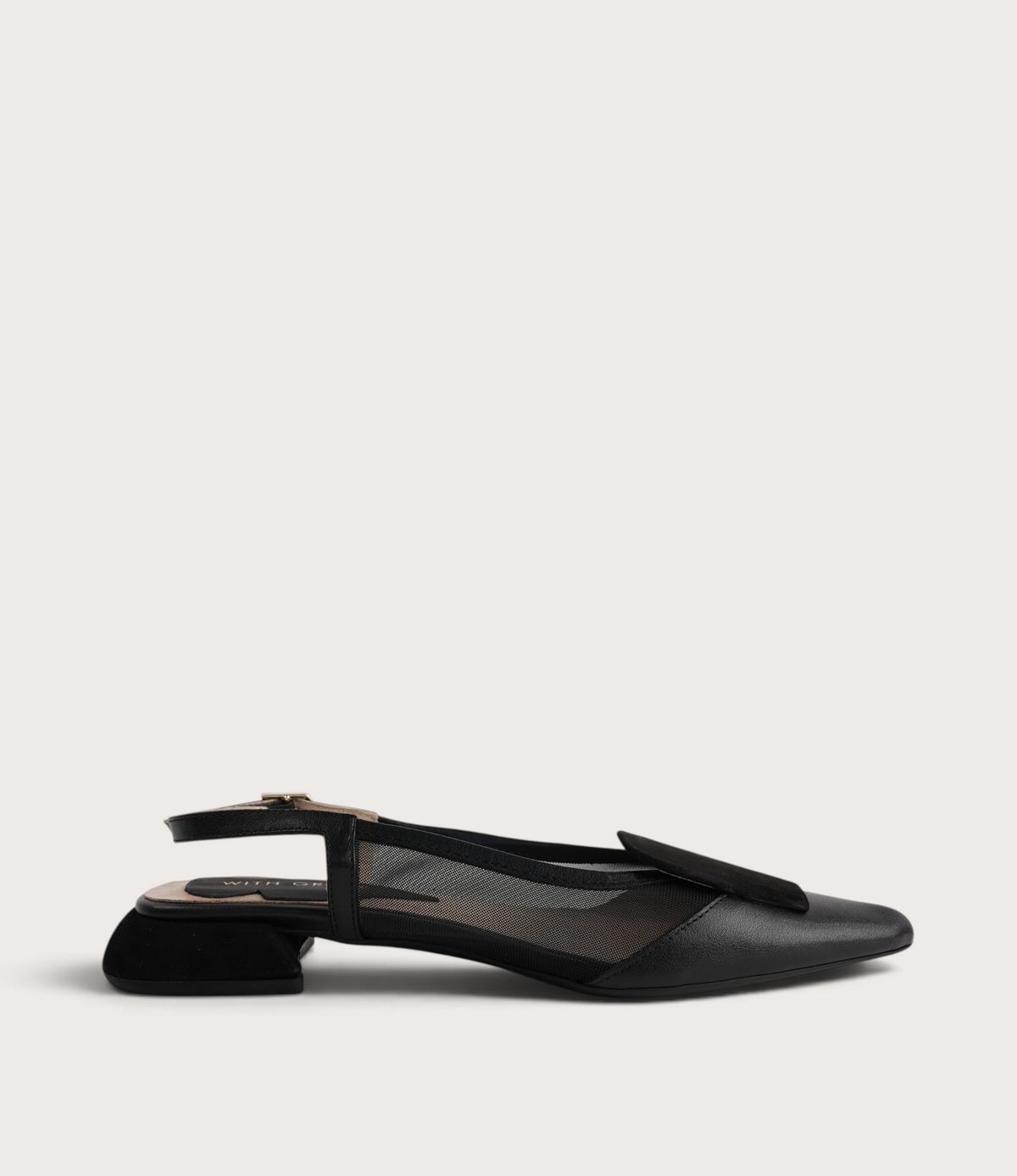 Vivienne Black Leather/ Black Mts Suede Flats