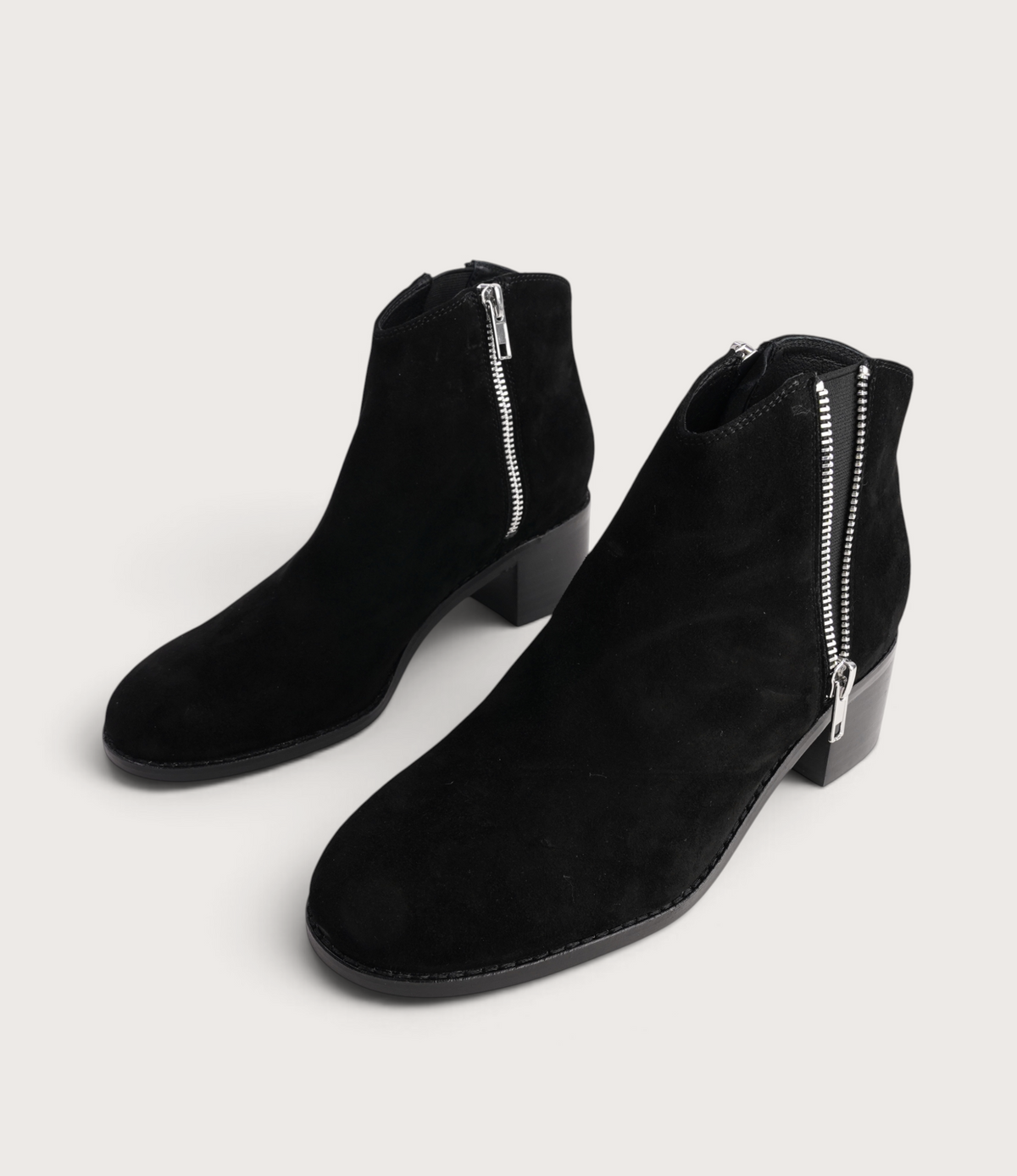 Ricarda Black Suede/ Black Heel Ankle Boots