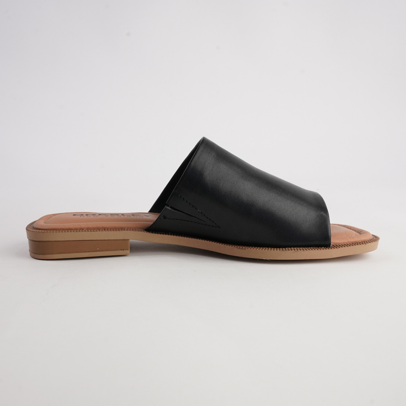 Sooty Black Leather Flats