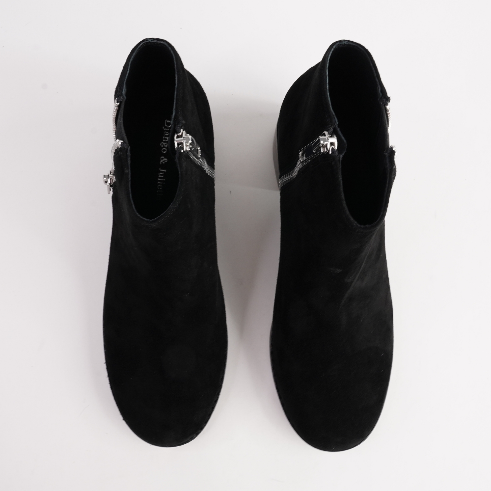 Ricarda Black Suede/ Black Heel Ankle Boots - DJANGO AND JULIETTE | Shouz