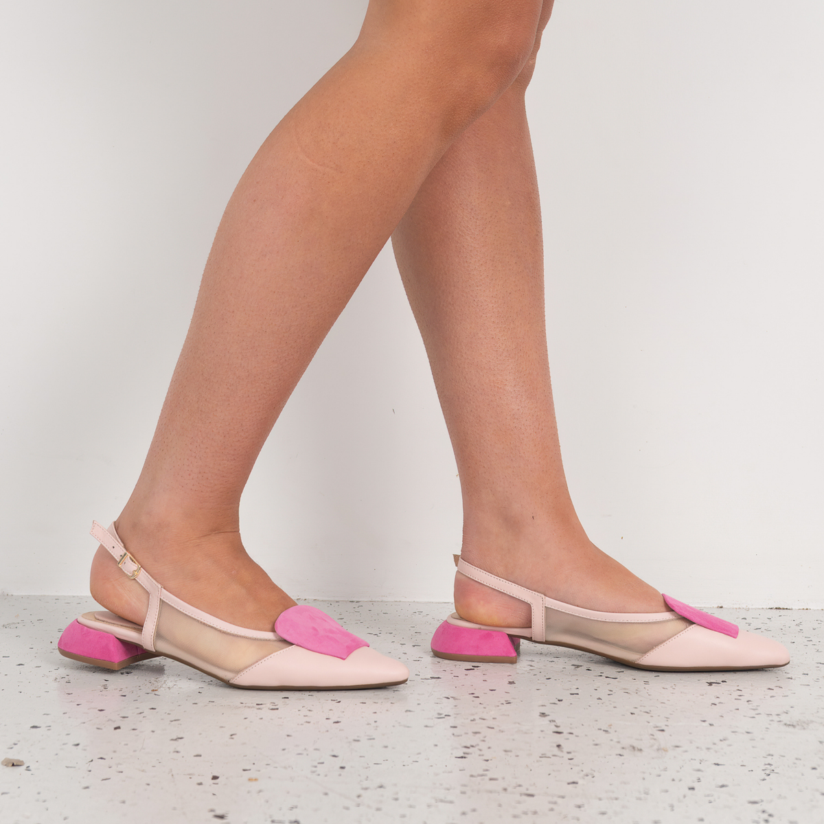 Vivienne Powder/ Fuchsia Mts Suede Flats - WITH GRACE | Shouz