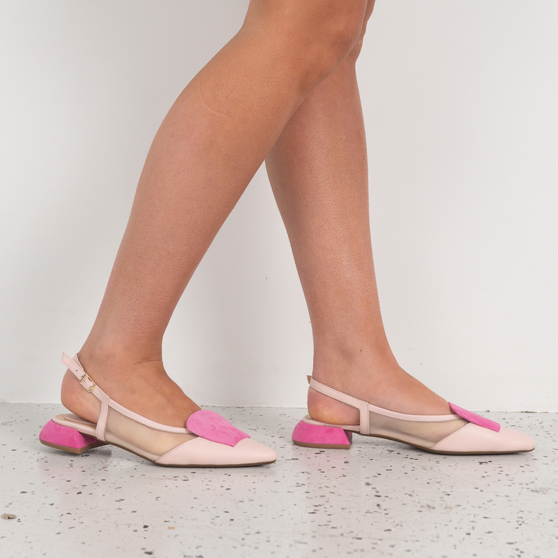 Vivienne Powder/ Fuchsia Mts Suede Flats
