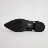 Vivienne Black Leather/ Black Mts Suede Flats
