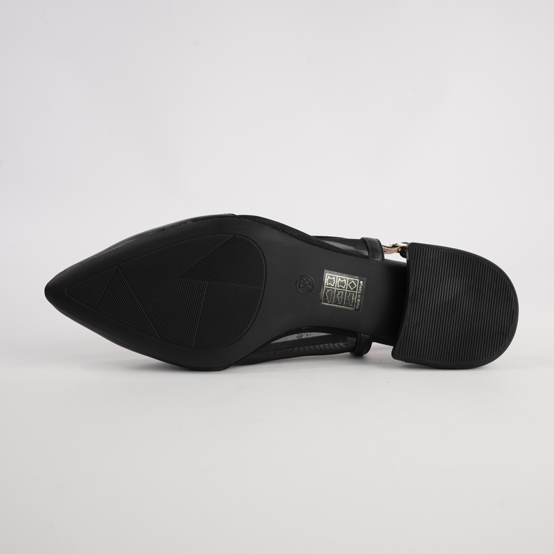 Vivienne Black Leather/ Black Mts Suede Flats