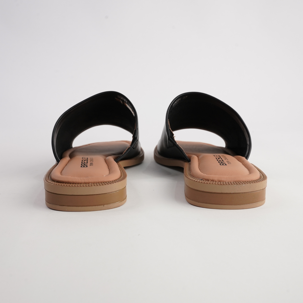 Sooty Black Leather Flats - BRESLEY | Shouz