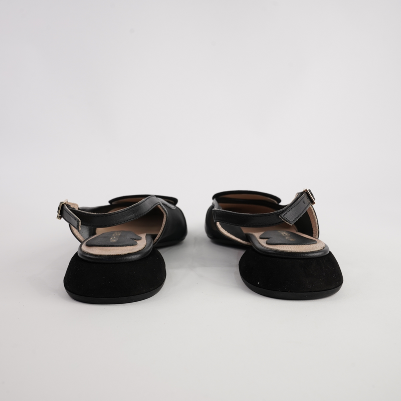 Vivienne Black Leather/ Black Mts Suede Flats