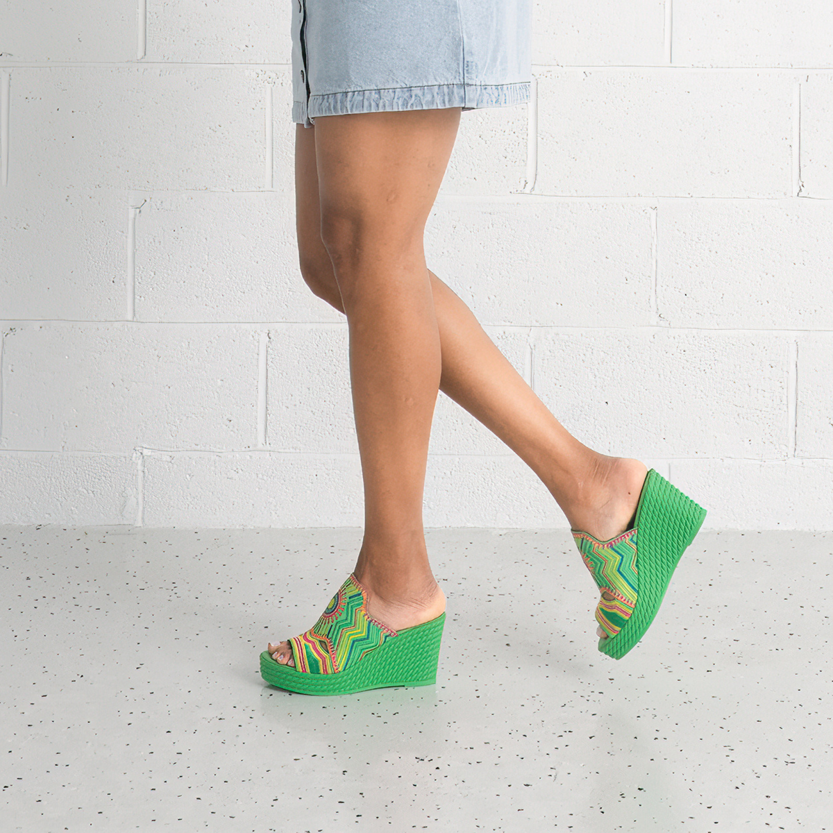 Eilam Lime Multi Leather Heels