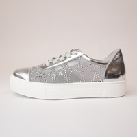 Fresno Silver Leather Mesh Sneakers