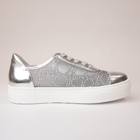 Fresno Silver Leather Mesh Sneakers