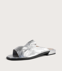 Luna Silver Leather Flats
