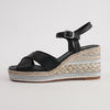 Orgal Black Leather Espadrille Wedges