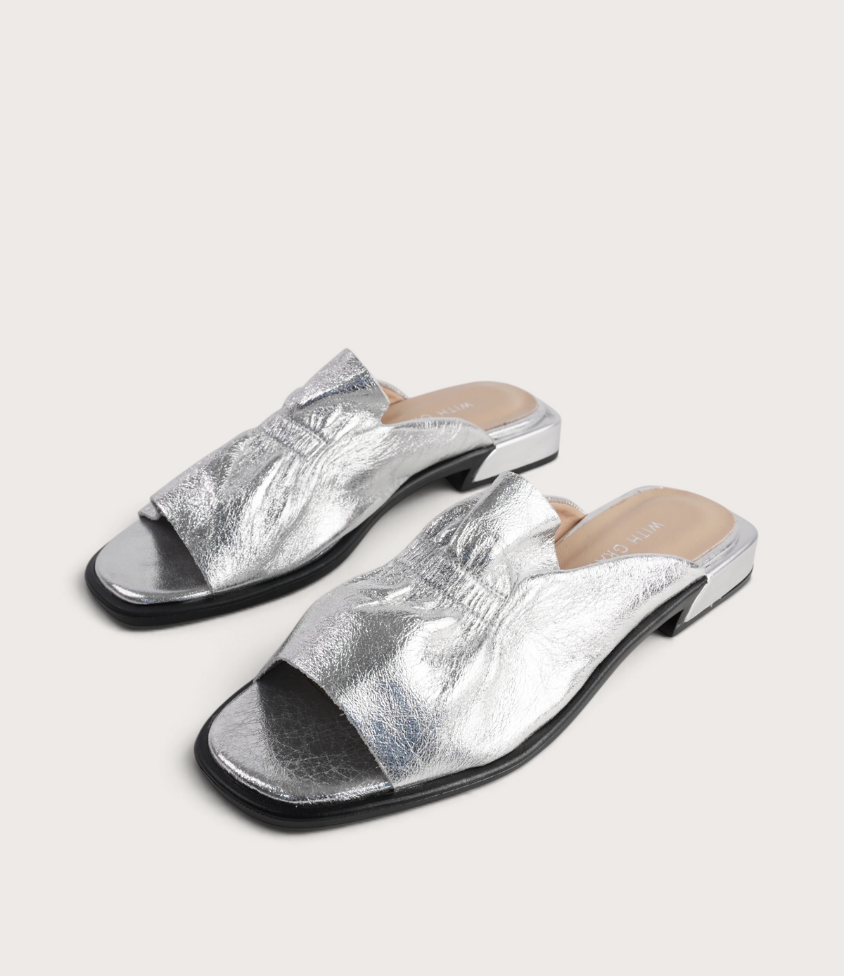 Luna Silver Leather Flats