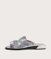 Luna Silver Leather Flats