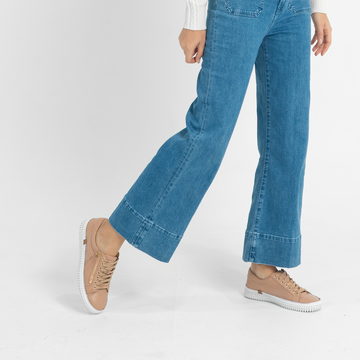 Jonza Latte Leather Sneakers - DIANA FERRARI | Shouz