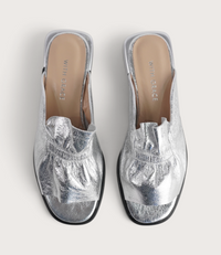 Luna Silver Leather Flats