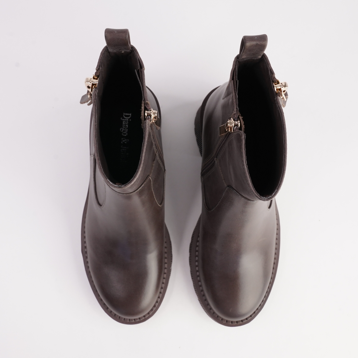 Zareks Choc Leather Boots - DJANGO AND JULIETTE | Shouz