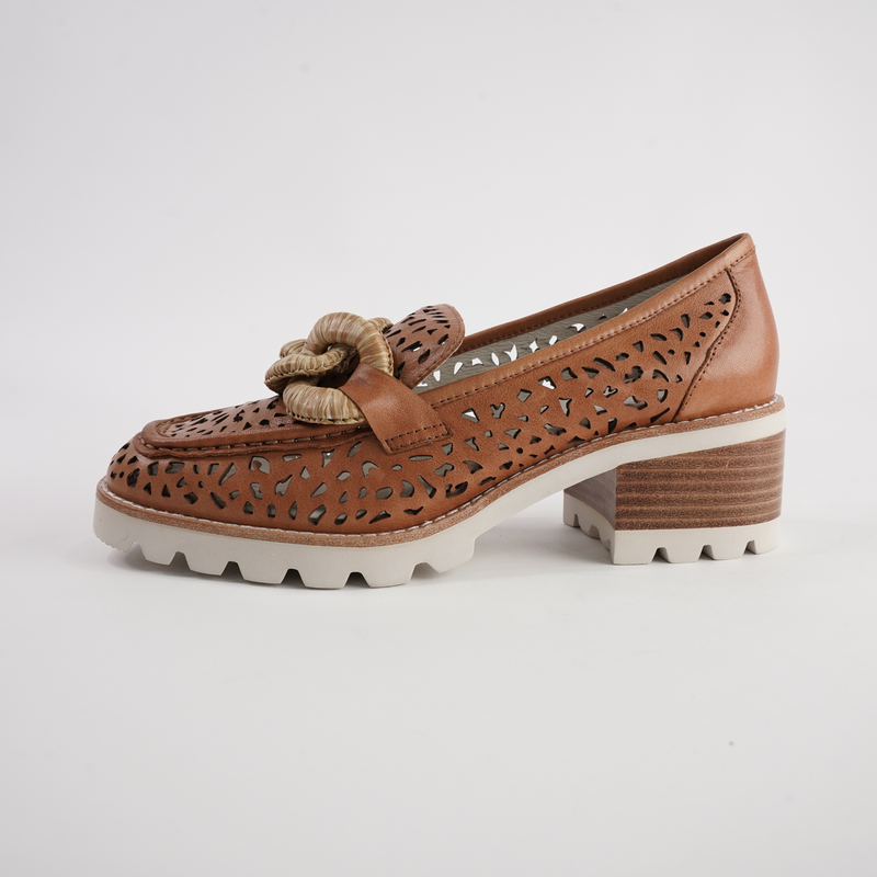 Popo Brandy Leather Heeled Loafers
