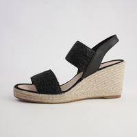 Pivey Black/ Natural Rope Espadrille Wedges