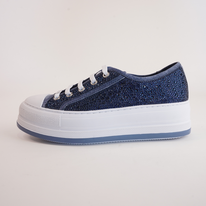 Gillers Blue Distress Denim/ Jewel Sneakers