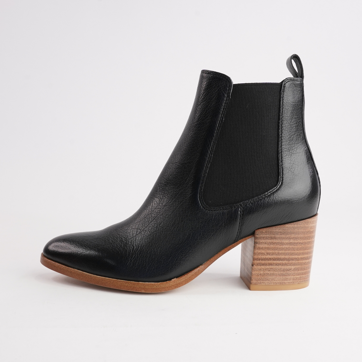 Zubia Black/ Natural Leather Ankle Boots