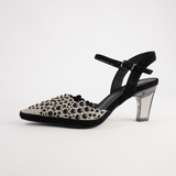 Kyler Black/ Gold Leather Heels - DJANGO AND JULIETTE | Shouz