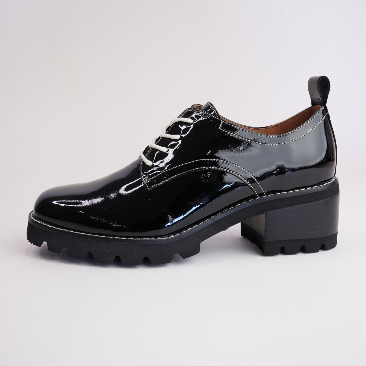 Daya Black Patent Leather Brogues - BRESLEY | Shouz