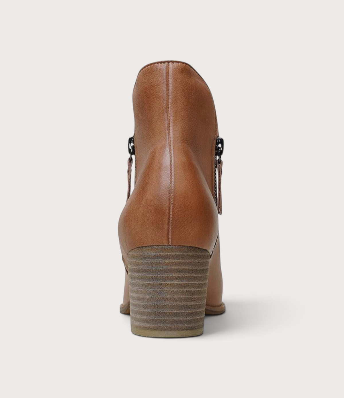 Shiannely Dark Tan Leather Ankle Boots