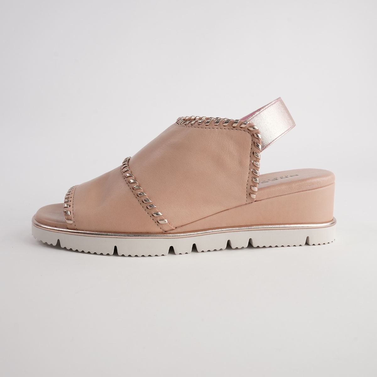 Sigma Powder/ Rose Gold Leather Sandals - BRESLEY | Shouz