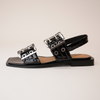 Savina Black Patent Leather Sandals