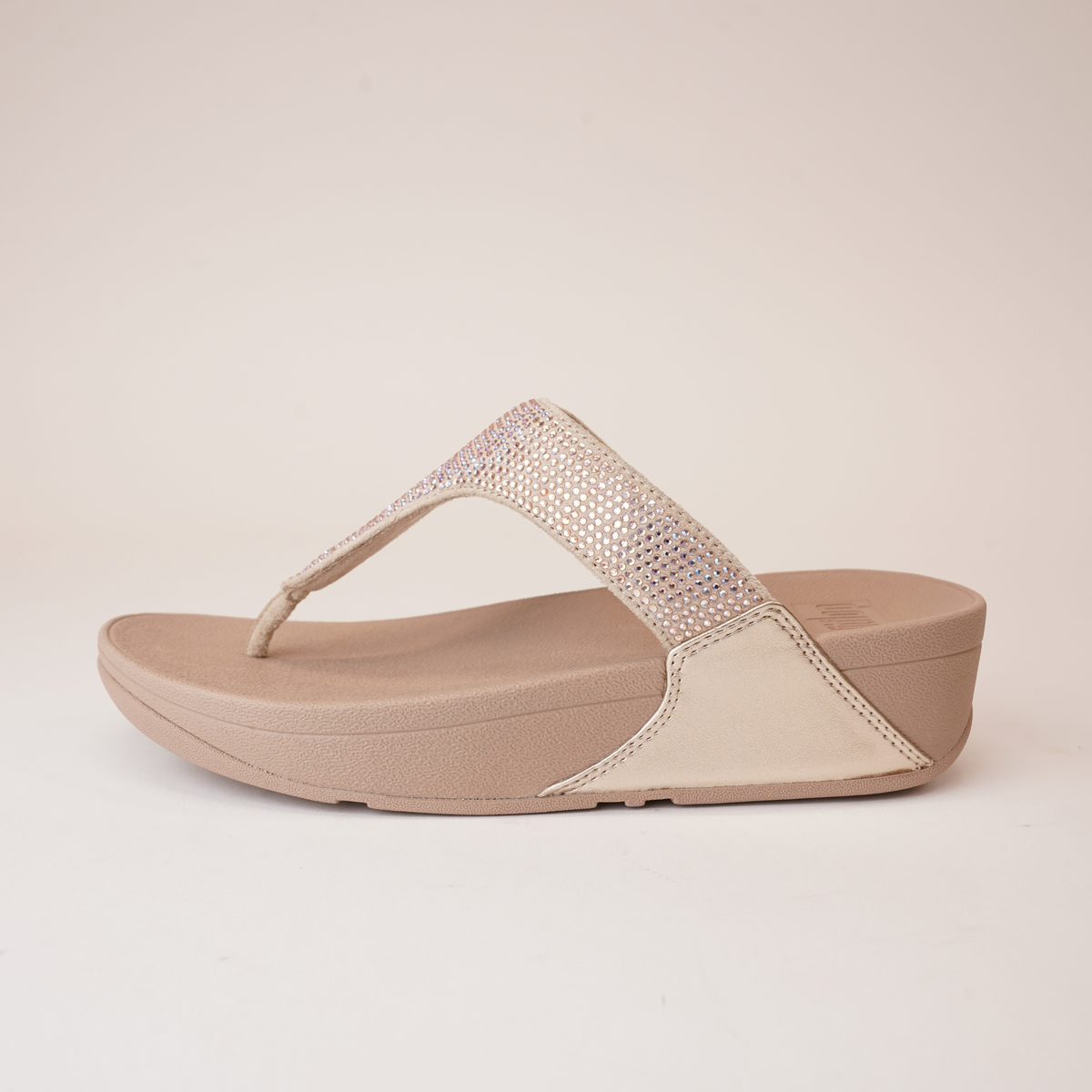 Lulu Crystal Embellished Latte Sandals - FITFLOP | Shouz