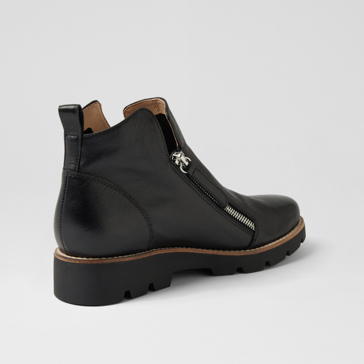 Dottiz Black Leather/ Black Sole Ankle Boots - DJANGO AND JULIETTE | Shouz