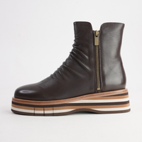Ganni Choc Leather/ Choc Tan Multi Sole Boots - DJANGO AND JULIETTE | Shouz