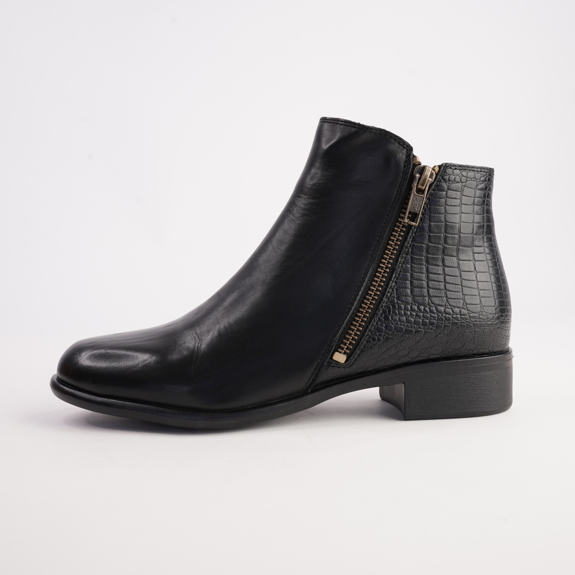 Lorenzo Black/ Croc Leather Ankle Boots - BRESLEY | Shouz